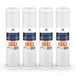 PAQUETE DE 4 cartuchos de filtro de agua de bloque de carbono con cáscara de coco grande azul de 5 micras - Imagen 1 de 1