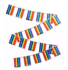 30ft Bunting String Flag Set of 20 Rainbow Flags for LGBTQ Rainbow Pride - Picture 1 of 2