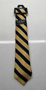 NEW Lauren Ralph Lauren Boys 100% Silk Neck Tie Yellow/Blue FREE Shipping - Picture 1 of 4