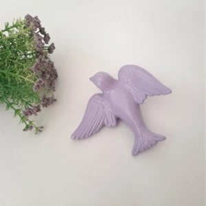 Lavender Hand Painted Clay Swallow // Portuguese Ceramic Wall Swallow 14cm - Picture 1 of 7