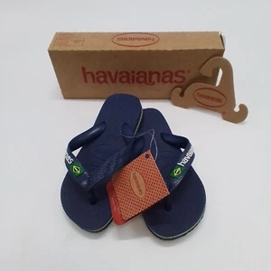 6pr Bundle Child's Marinho Havaianas Brazil Flip Flops Navy Blue 25-26 UK 7C NWT - Picture 1 of 14