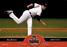 2013 New Britain Rock Cats Grandstand #16 Trevor May Kelso Washington WA Card