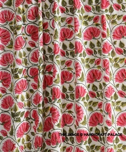 Cuscino tappezzeria stampato blocco floreale rosa 3 iarde tessuto tela drappeggio - Foto 1 di 6