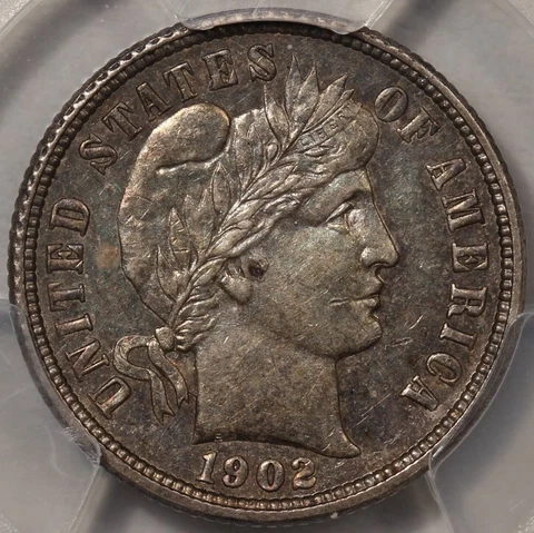 1902-O Barber Dime PCGS AU-58 (From New 13 Piece Lot) Cover