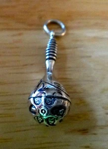 Sterling Silver 3D 28x11mm Mexican Maracas Maraca Charm! - Picture 1 of 5