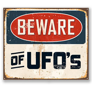 2 x 10cm Beware of UFO's Vinyl Sticker iPad Laptop Car X-Files Alien Gift #5194
