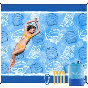 Beach Blanket Large 83" X 79" Family Size Beach Mat Picnic Blanket Sandproof For - Picture 1 of 10
