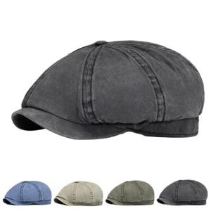 Men Cotton Octagonal Newsboy Flat Hat Summer Spring Duckbill Ivy Painter Cap - Picture 1 of 11