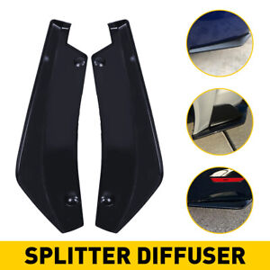 2 Car Black Bumper Lip Diffuser Splitter Canard Protector Rear Lower Accessories