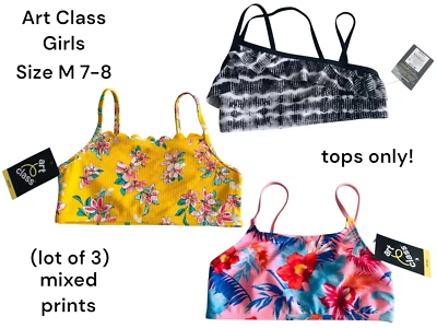 Camisetas de baño Art Class para niñas solo bralette estampado mixto (lote de 3) talla M (7-8) Foto 1 de 4
