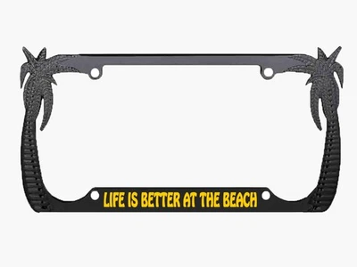 Marco de matrícula de metal Life is Better at The Beach Palm Tree Car Foto 1 de 4