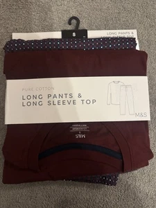 M&S PURE Cotton PANTS & LONG SLEEVE TOP BNWT Size Small Marks & Spencer - Picture 1 of 6