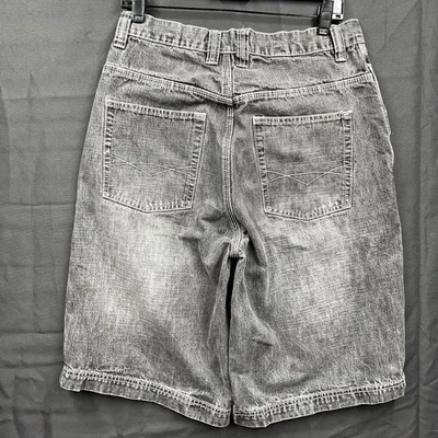 Pantalones Cortos de Jean PJ MARK Para Hombres 32 Sueltos Pierna Ancha Envejecidos Hip Hop Y2K De Colección Gris Negro Foto 1 de 4