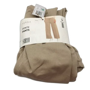 NEW Serra Stretch Beige Elastic Waist Relaxed Fit Ponte Pants Ladies Size 16 - Picture 1 of 4