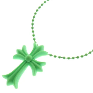 Chrome Hearts Rubber Ch Crs Sml Small Cross Necklace Silicone Green Bca306 Iy209 - Picture 1 of 6