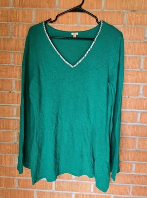 Reba 绿色毛衣复古柔软假日尺寸 L 羊毛羊绒装饰圣诞节 — 第 1/4 张图片