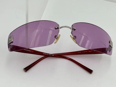 Очки солнцезащитные Chanel Y2K 4018 розовые фиолетовые линзы без оправы CC Италия красная оправа - Изображение 1 из 4