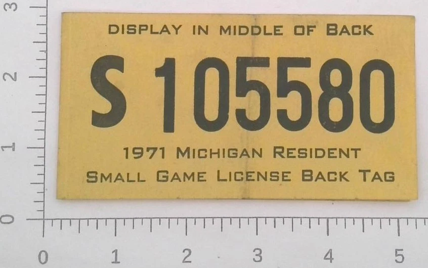 Michigan Resident 1971 juego pequeño caza etiqueta trasera licencia... ¡Envío gratuito! Foto 1 de 1
