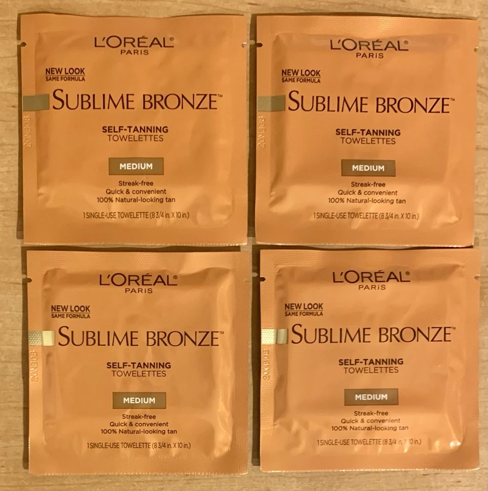 4-Sachet LOreal Paris Sublime Bronze Self-Tanning Body Towelettes Medium 1-Use - Image 1 of 1