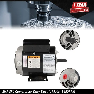 2 HP SPL 3450RPM Compressor Duty Electric Motor 56Frame 5/8" Shaft 120/240 V ODP - Image 1 of 4