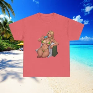 Blondes Bikini Pinup T-Shirt | Retro Beach Pinup Art Classic Vintage Style Tee - Bild 1 von 41