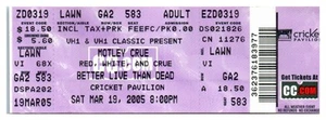 Mötley Crüe Concert Ticket Stub March 19 2005 Phoenix Arizona - Picture 1 of 2