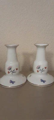 2er Set Lichte Porzellan Kerzenständer,Vintage, Blumen - Bild 1 von 4