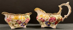 Hammersley Queen Anne Chintz Creamer and Open Sugar Hand Painted Free Shipping - Picture 1 of 9