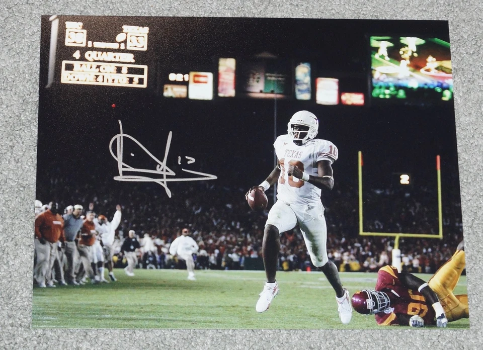 Foto 8x10 firmada por Vince Young Texas Longhorns Rose Bowl NAT'L CHAMPS Foto 1 de 1