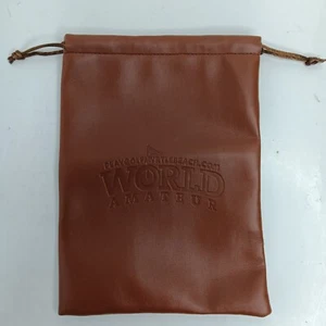 Myrtle Beach World Amateur Golf Ball Keep Sack Bag Tee Holder Brown Faux Leather - Picture 1 of 4
