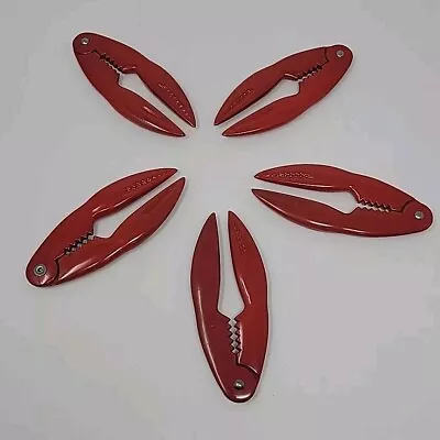 Vtg Seafood Lobster Claw Crab Cracker x5 Red Enamel Cast Aluminum Shell Opener - Image 1 of 4