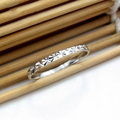 Pure Platinum 950 Band Men Women Gift Shiny Carved Full Star Ring US Size 3-8 - Image 1 of 4