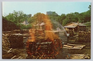 Postcard Making Charcoal At Jack Daniel's Lynchburg Tennessee Distillery - Picture 1 of 4