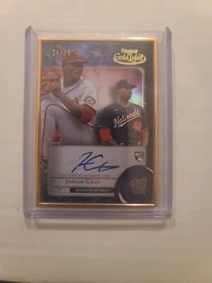 2022 Topps Gold Label Josiah Gray RC #FA-JG Gold Framed Autograph /75 Nationals - Image 1 of 2