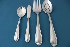 4pc Serving Pierced Fork Sugar Butter Lenox CHANDELLE FROSTED Stainless Korea - Picture 1 of 5