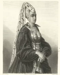 Antique 19th Cent Queen Isabela George Barrie Publisher Engraved Art Print - Picture 1 of 3