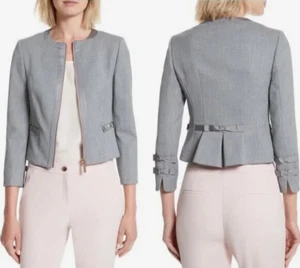Ted Baker Jacket, Cropped, Peplum Jacket, Gray, Size 3, US 8, WAS $350 *NICE!* - Picture 1 of 11