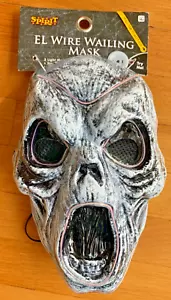 NEW Spirit Halloween ghost face scream MASK light up zombie vtg El Wire Wailing - Picture 1 of 6