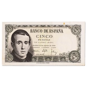 Espagne - billet 5 pesetas 1951 - Jaime Balmes y Urpiá - SUP - P.140a - Imagen 1 de 2