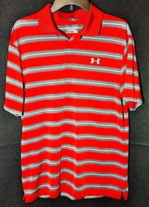 Polo de golf Under Armour Heatgear para hombre mediano suelto rojo con - gris/blanco rayas - Imagen 1 de 3