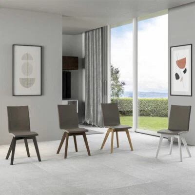 Sedia cucina in similpelle gambe in legno Sedie ufficio design schienale tortora - Immagine 1 di 2