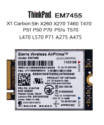 4G LTE Mobile WWAN Module For Thinkpad T570 L470 L570 P71 A275 A475 01AX746  - Image 1 of 3