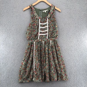 Lucca Couture Dress Women Small Green Floral Fit & Flare Scallop Mini Sleeveless - Picture 1 of 12