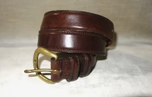 Amanda Smith Brown Leather Belt Solid Brass Buckle Large - Picture 1 of 9