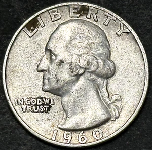 1960-D WASHINGTON SILVER QUARTER - EAGLE BACK - DETAILED OLD COIN - Picture 1 of 2