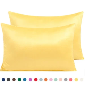 Satin Kissenbezug für Haare und Haut 2er Pack Kissenhüllen Satin mit Reißverschluss - Bild 1 von 27