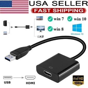 USB 3.0 to HDMI Converter 1080P HD Video Adapter for PC Laptop HDTV LCD TV Cable - Picture 1 of 11