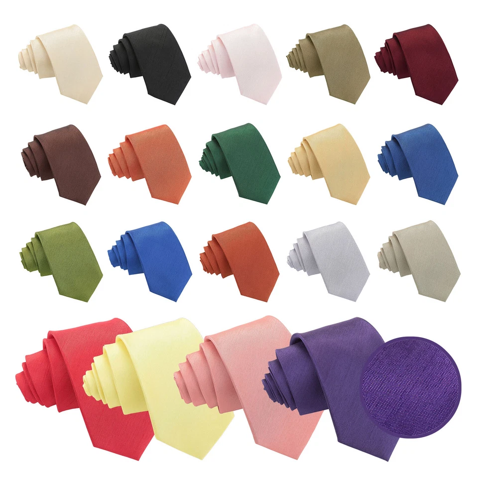 Schmale Herrenkrawatte schlicht Shantung formell Hochzeit Abschlussball Party Business von DQT