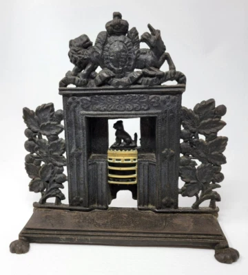 UNIQUE Victorian Antique Cast Iron Fireplace Salesman’s Sample Lion Dog Unicorn - Image 1 of 4