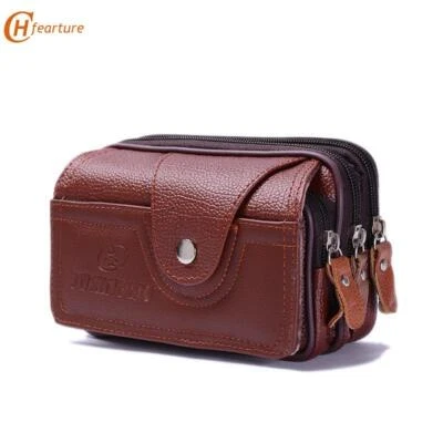 Universal Men Leather Mobile Phone Bag Belt Waist Bag Phone Case Pouch Holster - Image 1 of 4